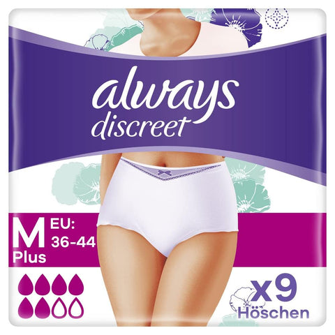 תחתונים לבריחת שתן Always Discreet Night מידה M - סך הכל 9 תחתונים