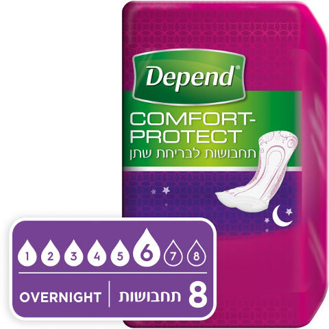 Comfort-protect תחבושות לבריחת שתן 8 יחידות Depend דיפנד