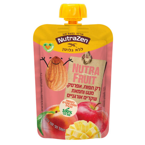 NUTRA FRUIT- מחית תפוח, אפרסק, מנגו וחמאת שקדים אורגניים