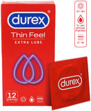 דורקס THIN FEEL EXTRA LUBE קונדומים דקים בתוספת חומר סיכה לתחושה אינטימית DUREX