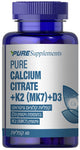 Pure Supplements סידן ציטראט בתוספת D3 ו K2 60 יחידות