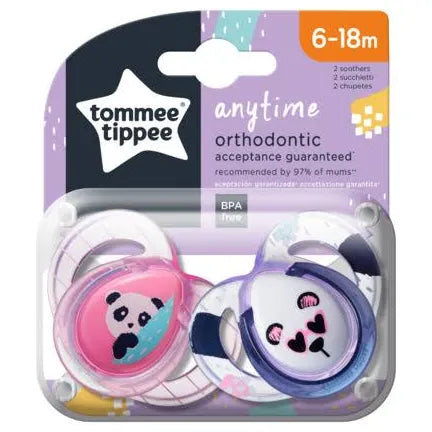 טומי טיפי זוג מוצצים 6-18 חודשים TOMMEE TIPPEE anytime orthodontic