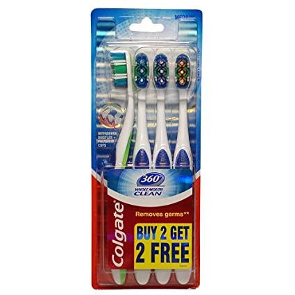 קולגייט 360 מברשת שיניים רביעייה(=4 יחידות) / COLGATE